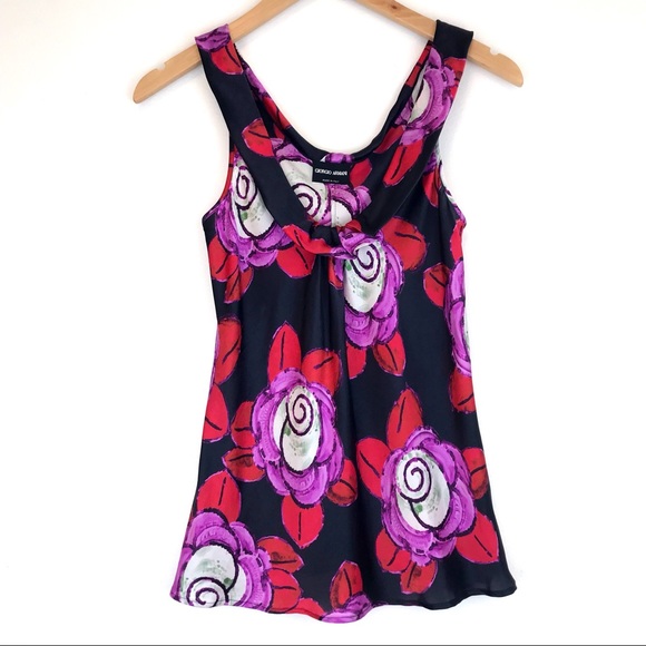 Giorgio Armani Tops - Giorgio Armani Silk Floral Print Sleeveless Blouse